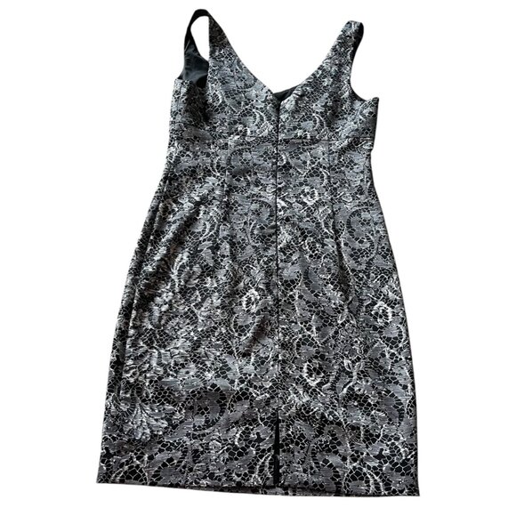 Trina Turk Quain Lace-Print Sleeveless Sheath Dress Women's 6 Black‎ White Party - Picture 5 of 12